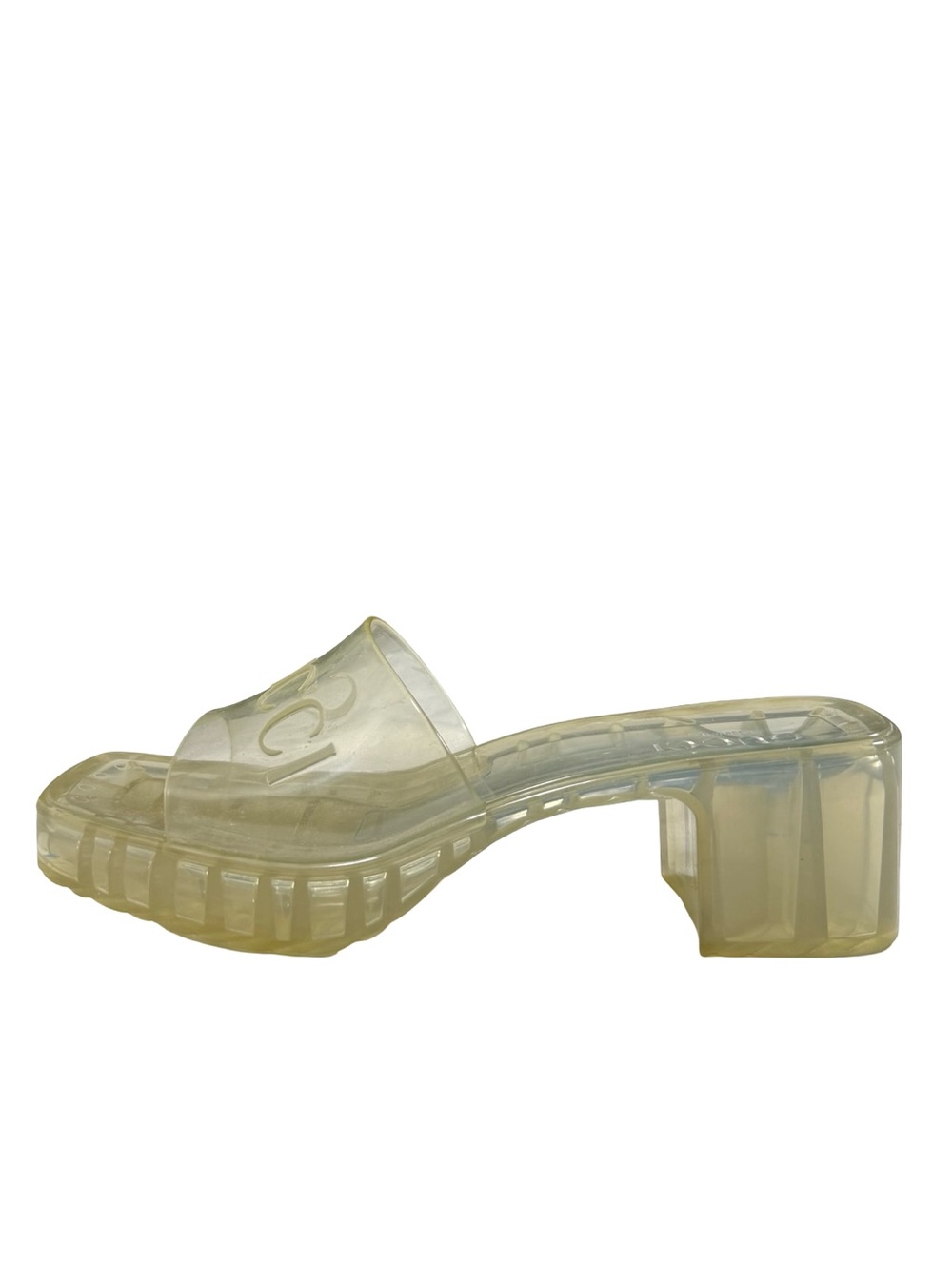 Gucci Rubber Jelly Slides Sz Us 6 EU36 Transparent Chunky Heel Designer Sandals - Picture 5 of 12